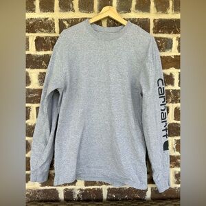 Carhartt: Gray Long Sleeve Logo Shirt: Size Small (loose fit)